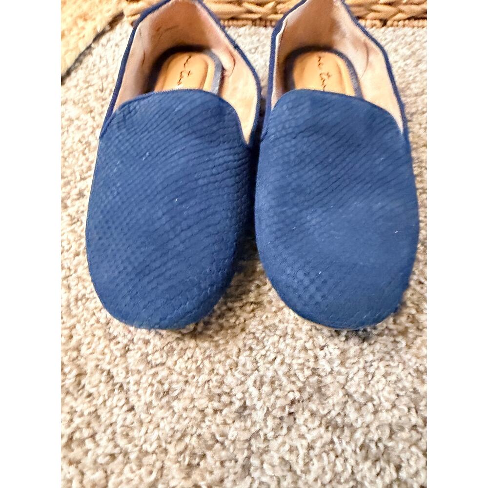 Me too, blue leather flats loafers 10 781